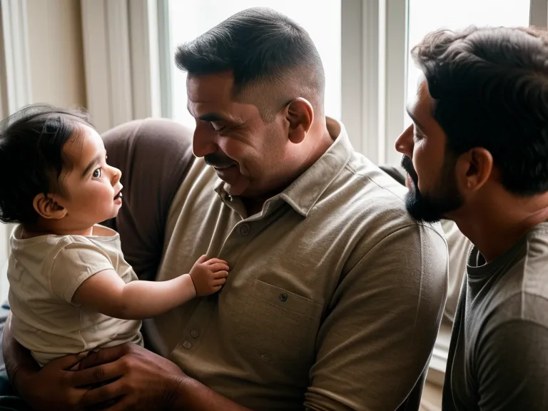 Gros plan sur les mains d'un père tenant celles de son enfant avec bienveillance.