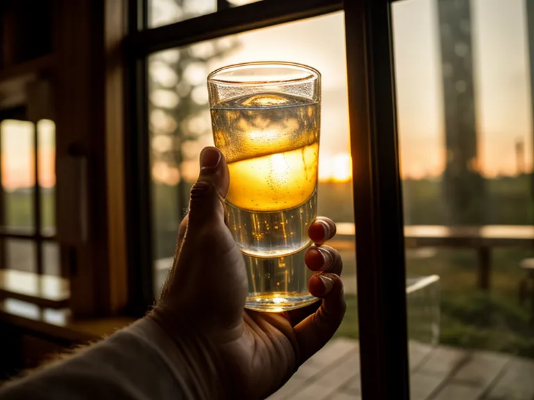 Les mains d'un père tenant un verre d'eau pour retrouver son calme en cuisine.