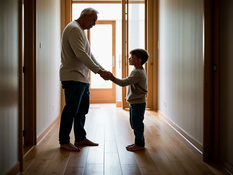 Père appliquant la discipline positive à hauteur d'enfant pour désamorcer une crise