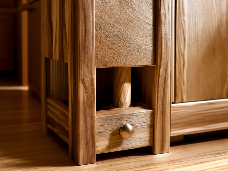 Détail de la structure robuste en bois massif d'une tour Montessori