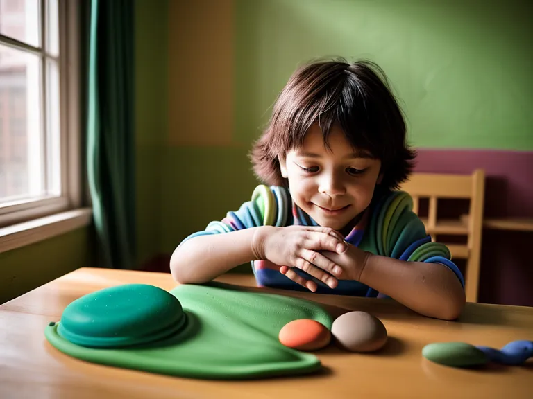 Enfant manipulant de la pâte à modeler pour décompresser avant les devoirs