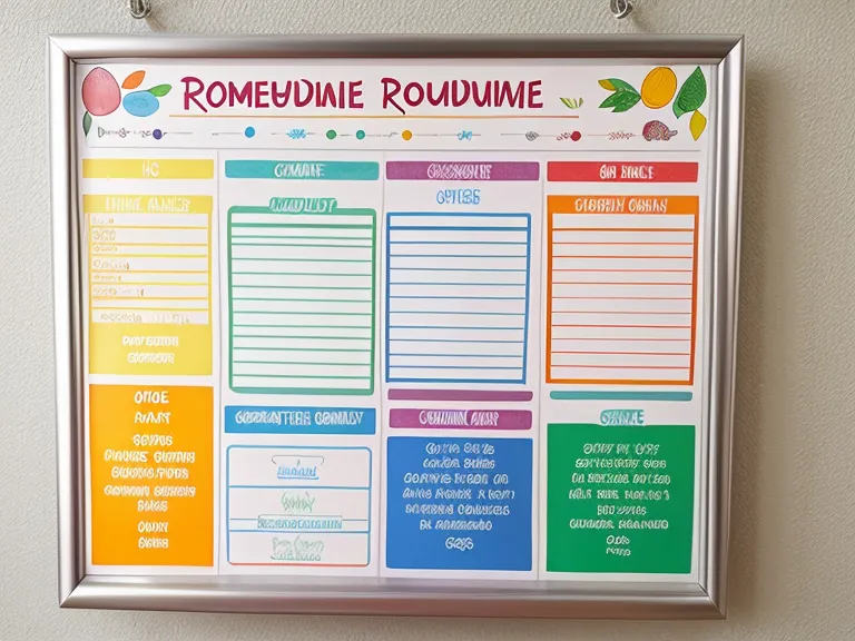 Gros plan d'un tableau de routine familial avec des aimants sur un réfrigérateur