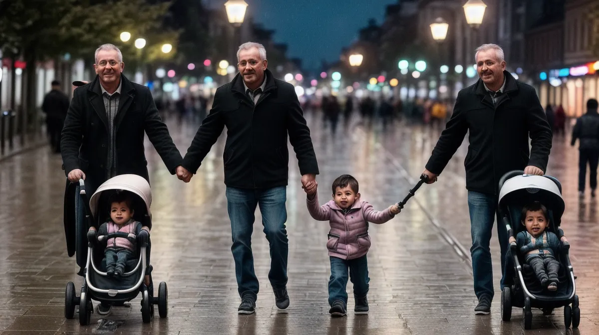 Père et ses deux enfants dans un tram bordelais, à la recherche de transports en commun plus zen