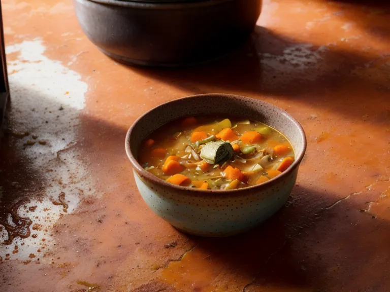 Une soupe renversée sur le carrelage de la cuisine lors d'un moment de tension