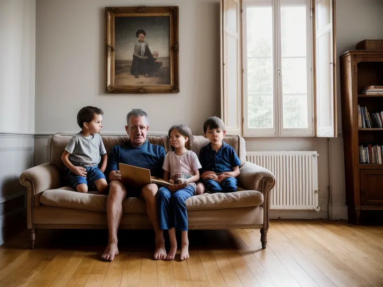 Un moment de calme et de lecture partagée entre un père et ses enfants