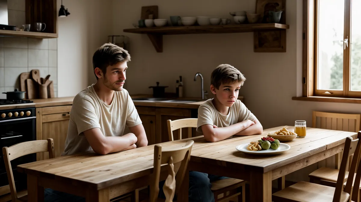Père qui garde son calme face aux gros mots de son enfant, discipline positive et gestion des colères