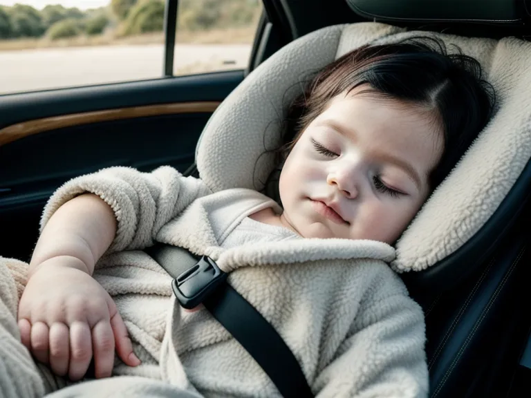 Enfant endormi paisiblement dans son siège auto après un long trajet.