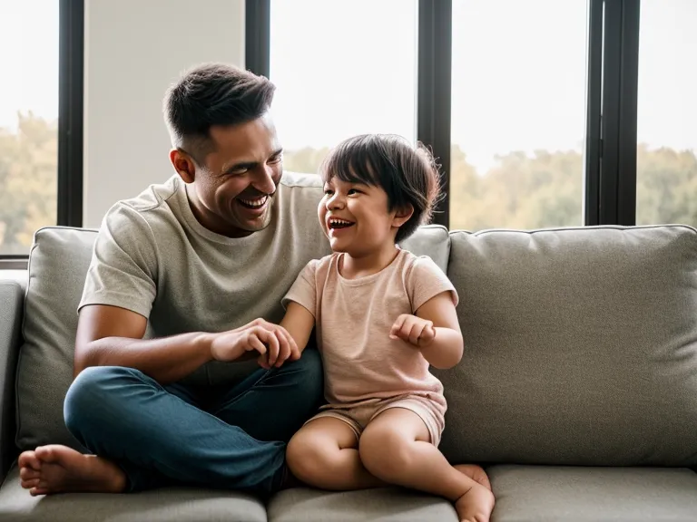 Un père et son enfant partageant un moment de complicité devant un écran.